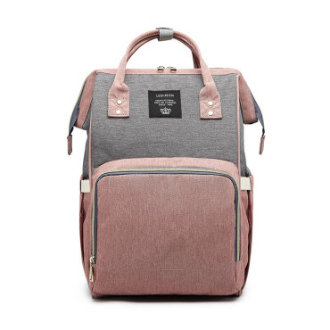 Rucsac Multifunctional pentru Mamici, Cyrax, din Panza Oxford, Compartimentare Multipla, Impermeabil, 43 x 18 x 26 cm, Roz/Gri